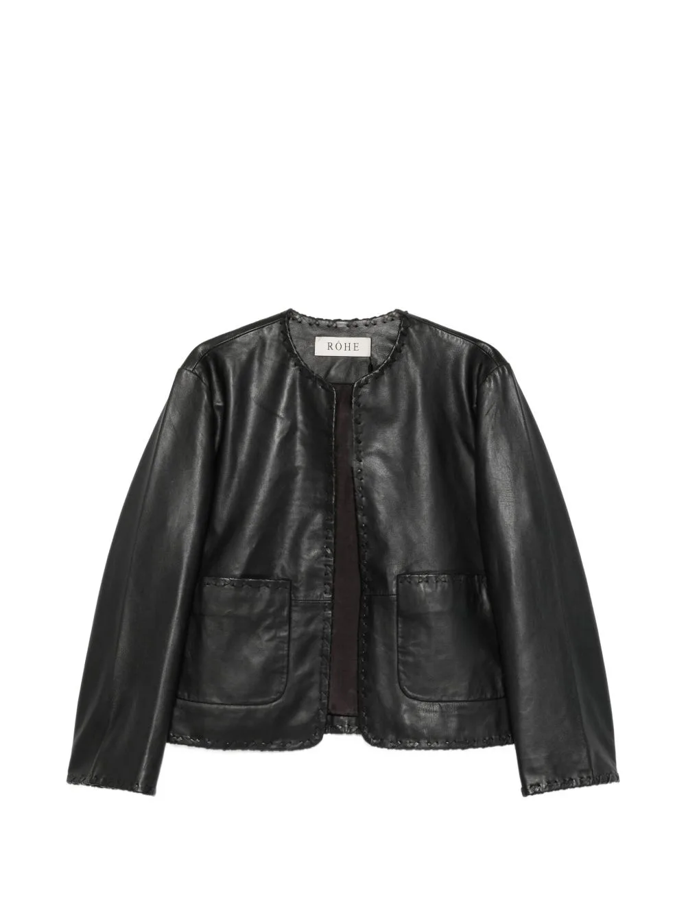 Whipstitch-Trim Collarless Jacket by Róhe