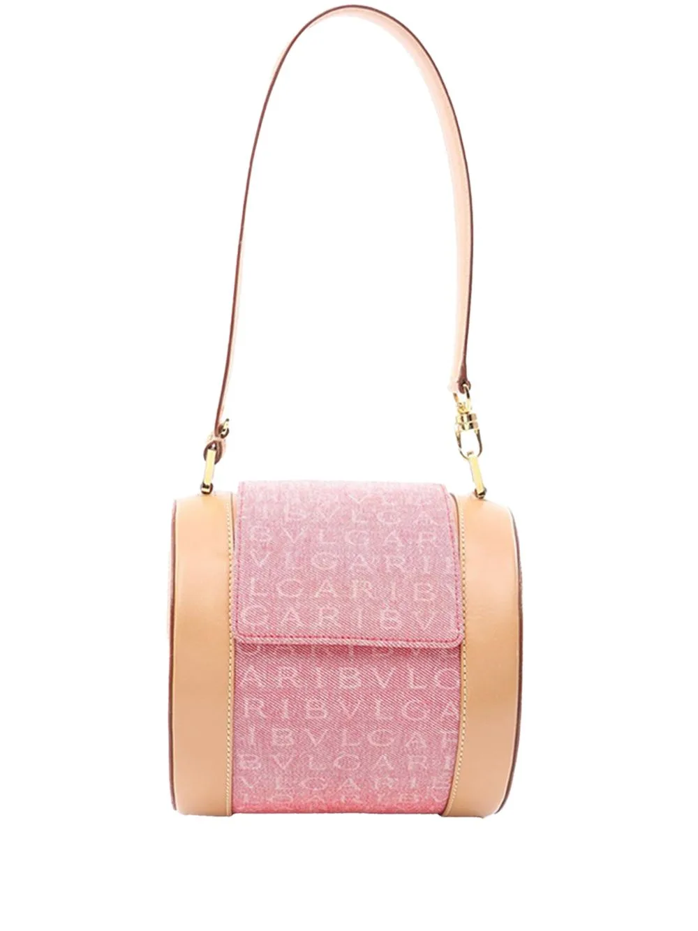 2010-2026 Logomania Canvas Cylinder Handbag by Bvlgari Pre-Owned