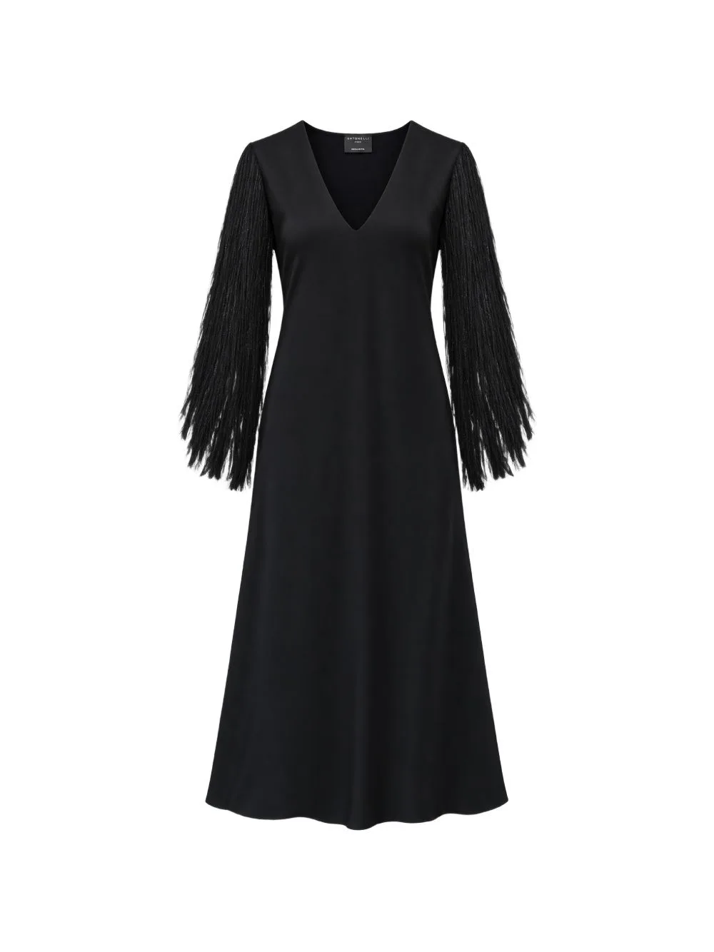 Fringed V-Neck Dress by Antonelli