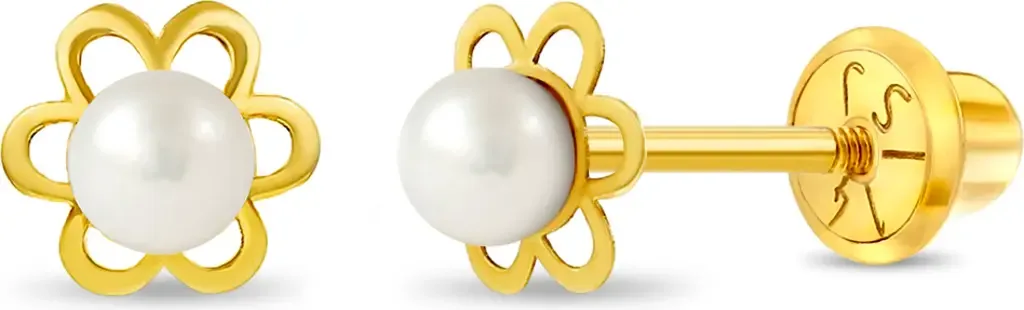 14k Freshwater Pearl Flower Earrings by In Season Jewelry
