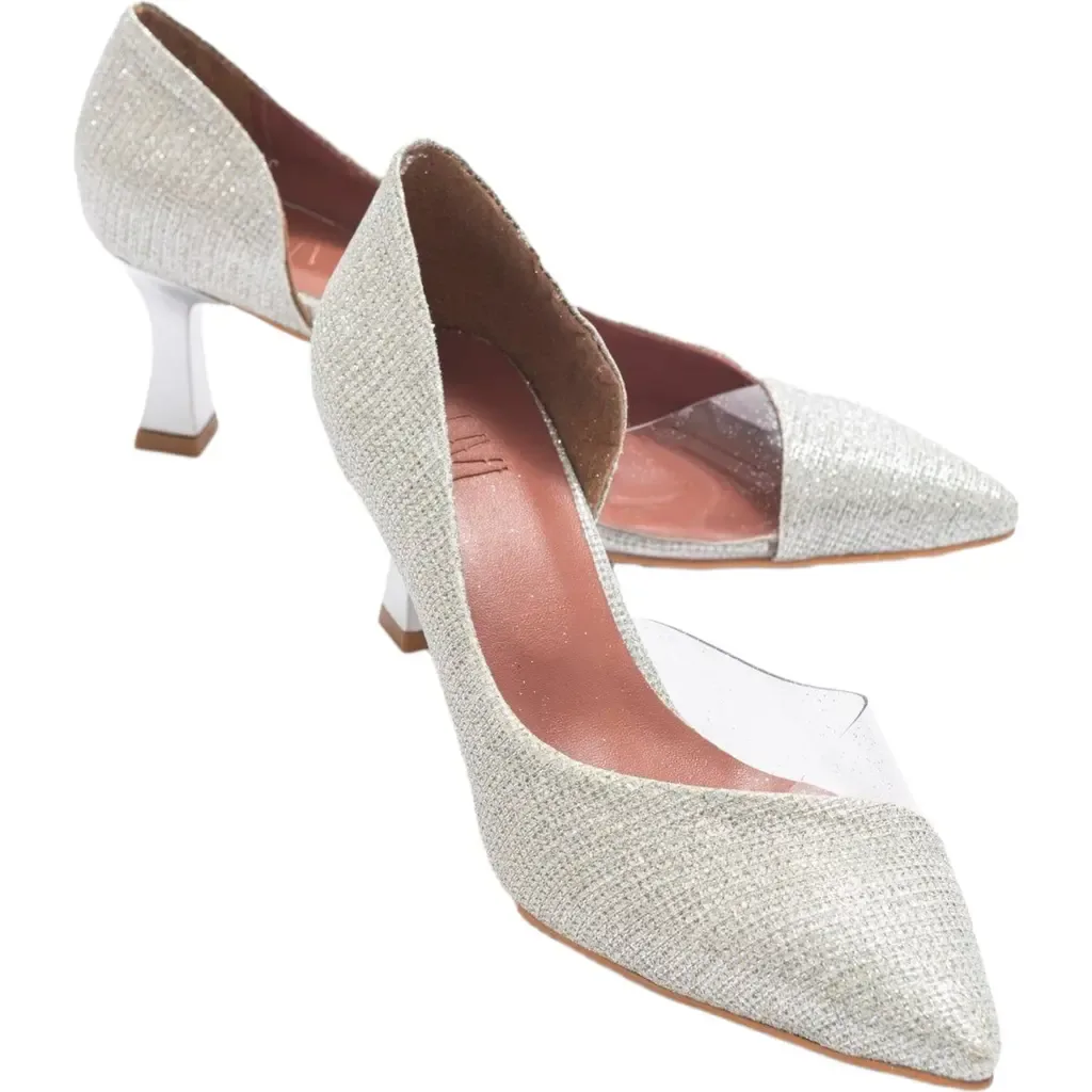 Vera Pointed Toe Pump in Glitter Faux by Prologue Shoes