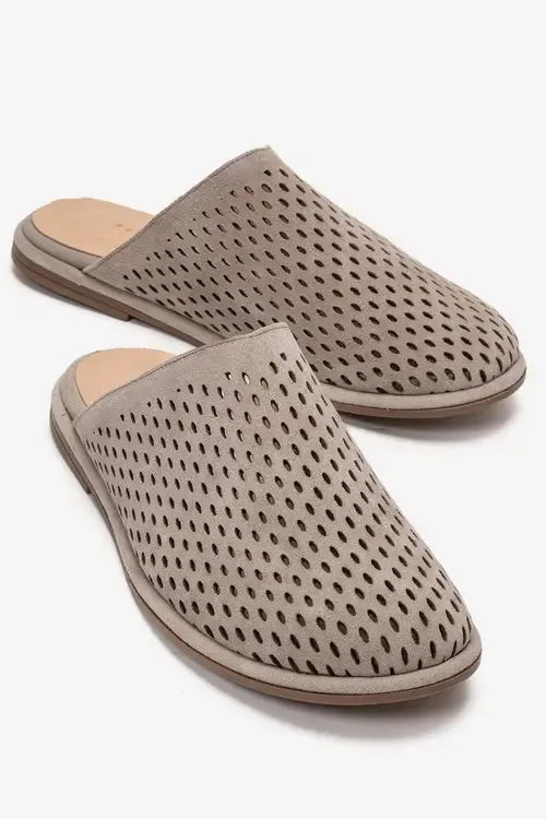 Melara Leather Slip on Mule in Suede by Forever & Always Shoes