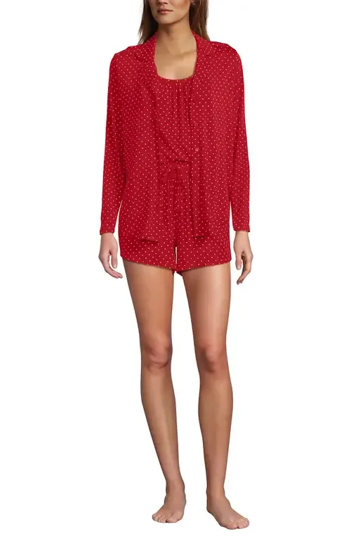 Cooling 3 Piece Pajama Set - Long Sleeve Top Cami and Shorts by Lands' End