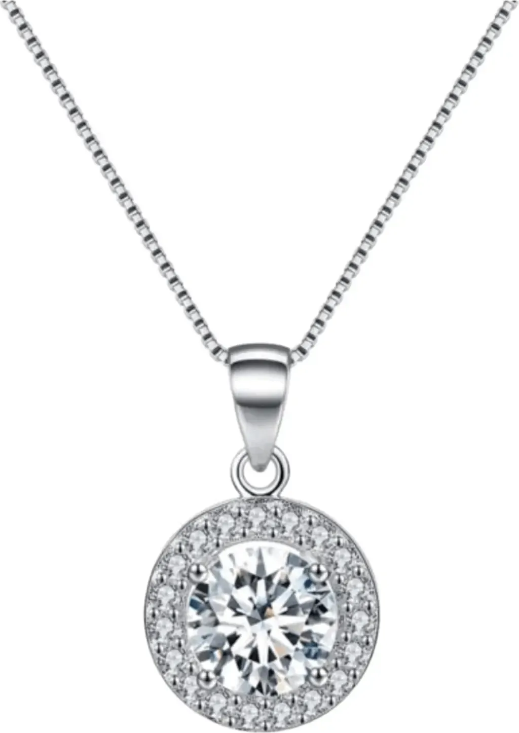 Round Halo Crystal Pendant Necklace by DLORIA