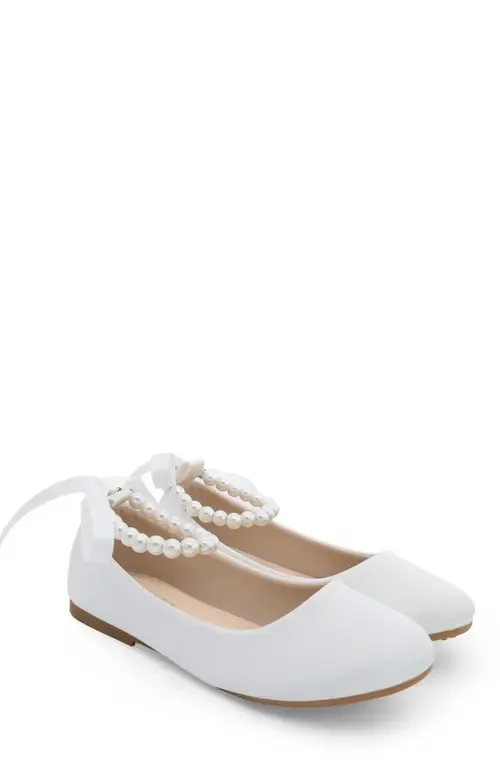 Harper Satin Flats with All Pearls Strap by Kailee P