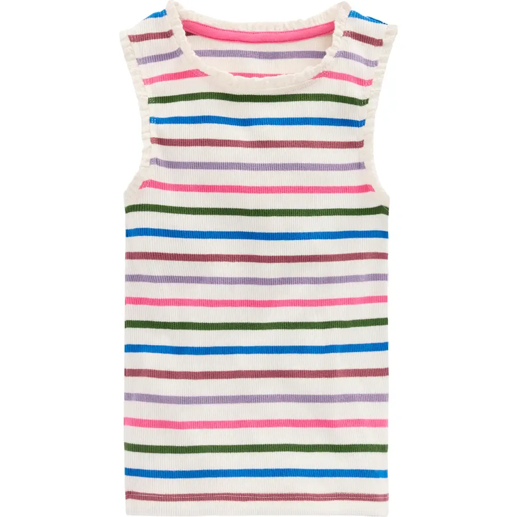 Lace Trim Ribbed Tank by Mini Boden