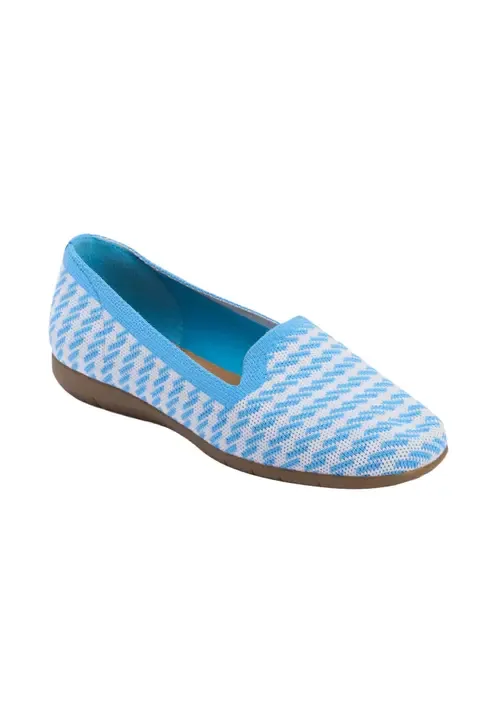 The Madie Slip on Flat in Denim Stripe by Comfortview