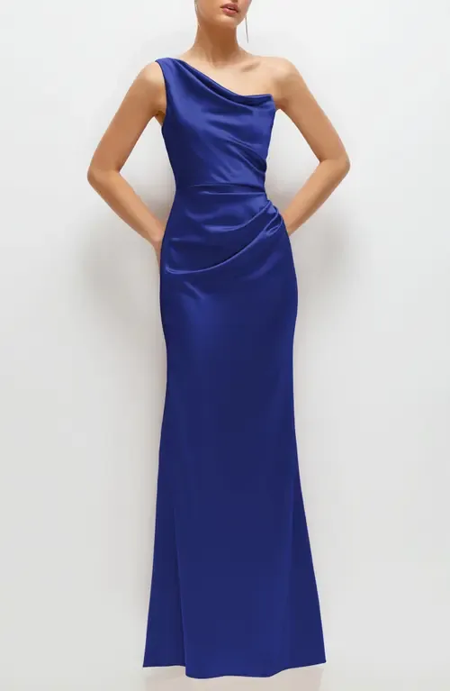 One-Shoulder Satin Charmeuse Gown