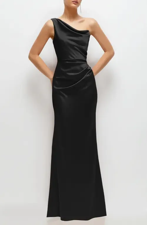 One-Shoulder Satin Charmeuse Gown