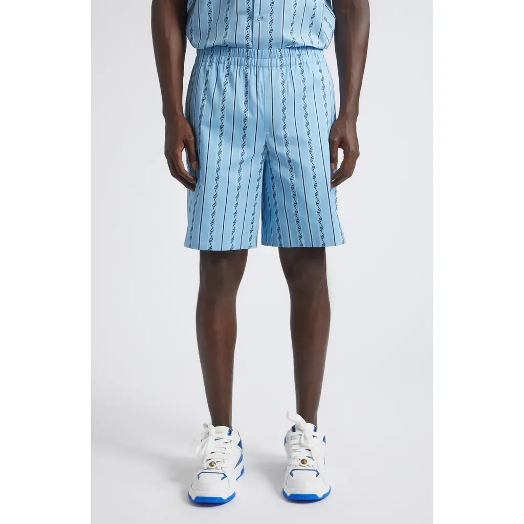 Greca Stripe Jacquard Shorts by Versace