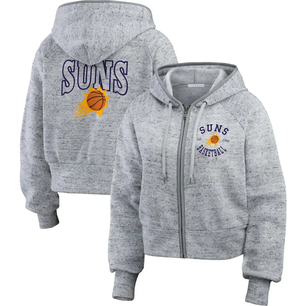 WEAR by Erin Andrews Heather Gray Phoenix Suns Speckled Radiator Full-Zip Hoodie