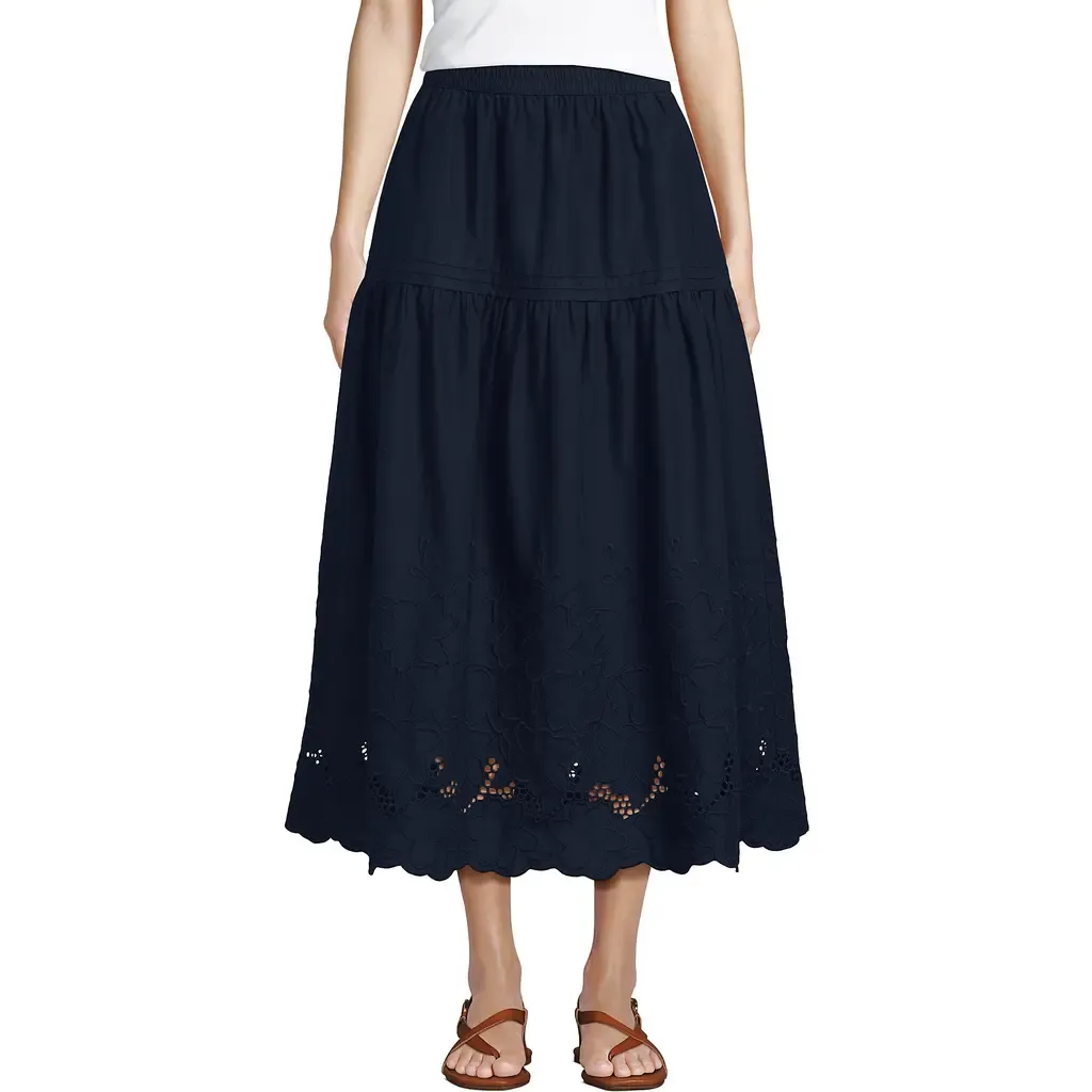 Voile Eyelet Maxi Skirt by Lands' End