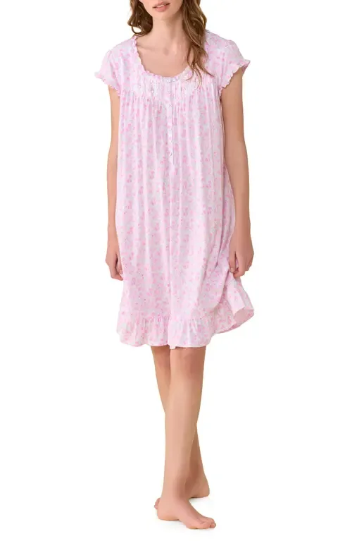 Floral Cap Sleeve Short Cotton Jersey Nightgown by Eileen West