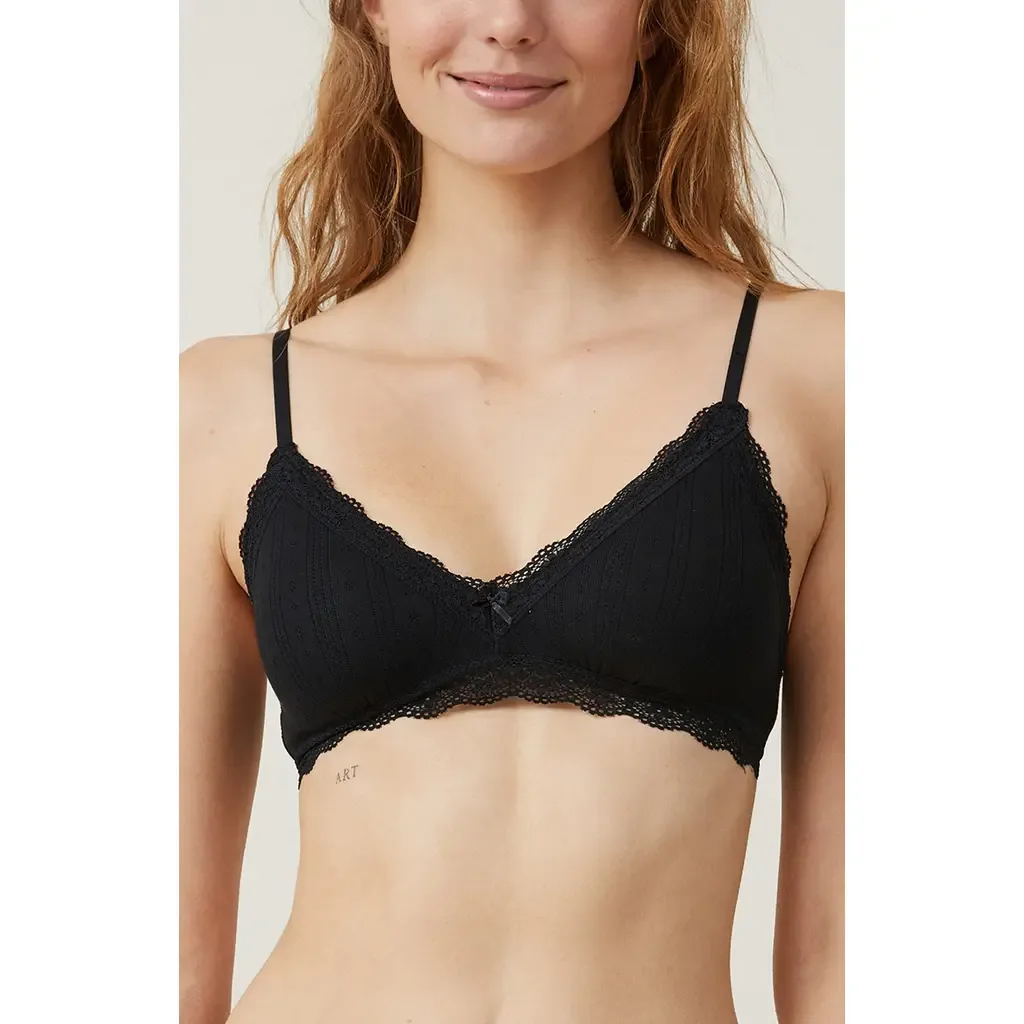 Cotton Lace Triangle Padded Bralette by COTTON ON BODY
