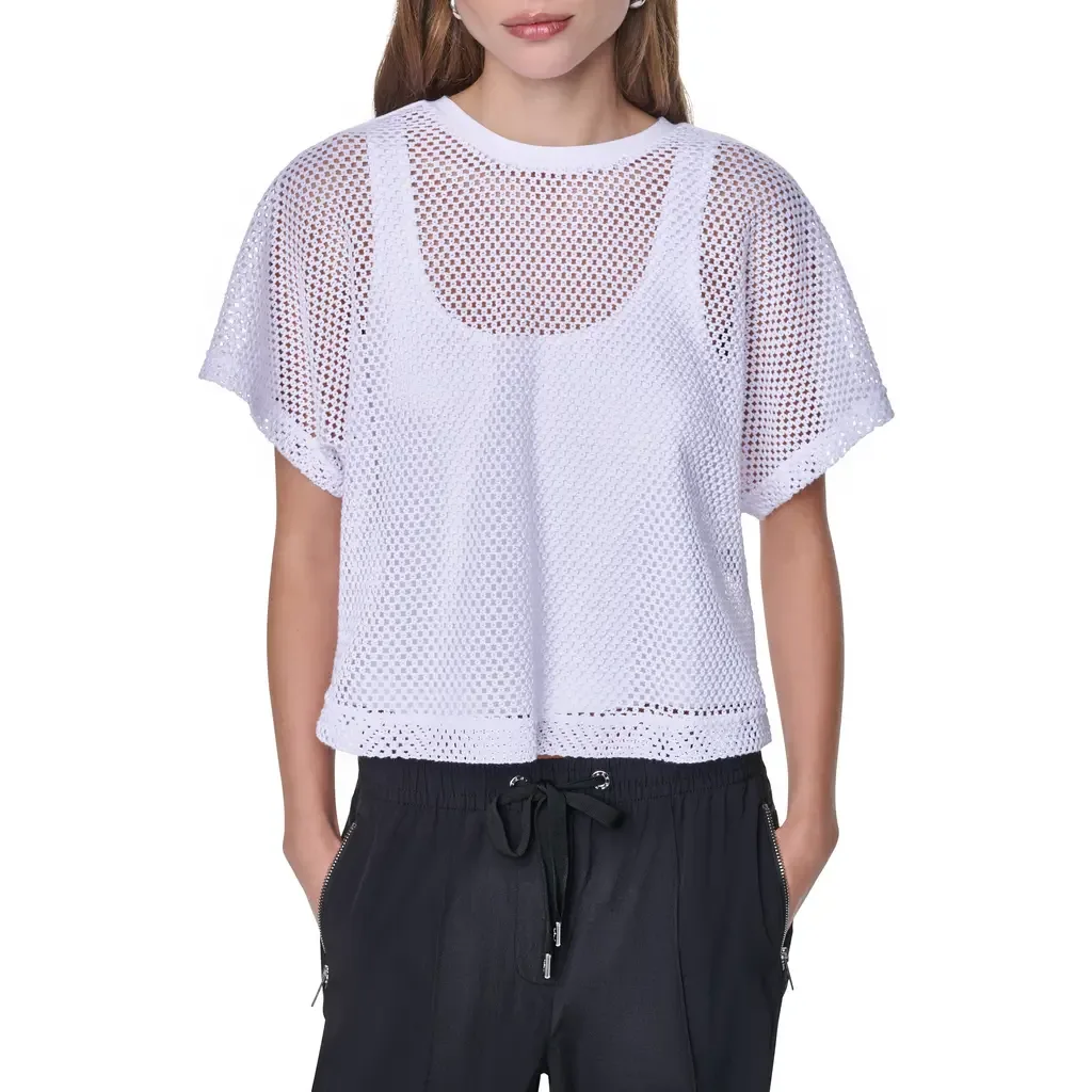 Dolman Sleeve Open Stitch Top by DKNY