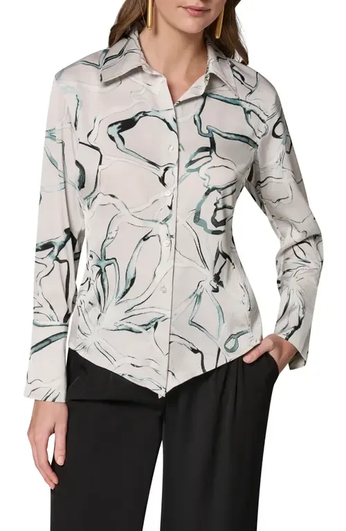 Print Asymmetric Shirt by Donna Karan New York