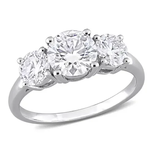 2-1/4CT DEW Moissanite 3-Stone Ring in Sterling Silver by Julianna B.