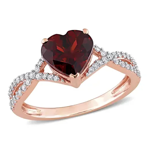 Garnet & Diamond Heart Infinity Ring 14k by Julianna B.