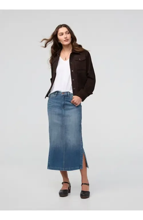 Performance Denim Slit Skirt by DUER