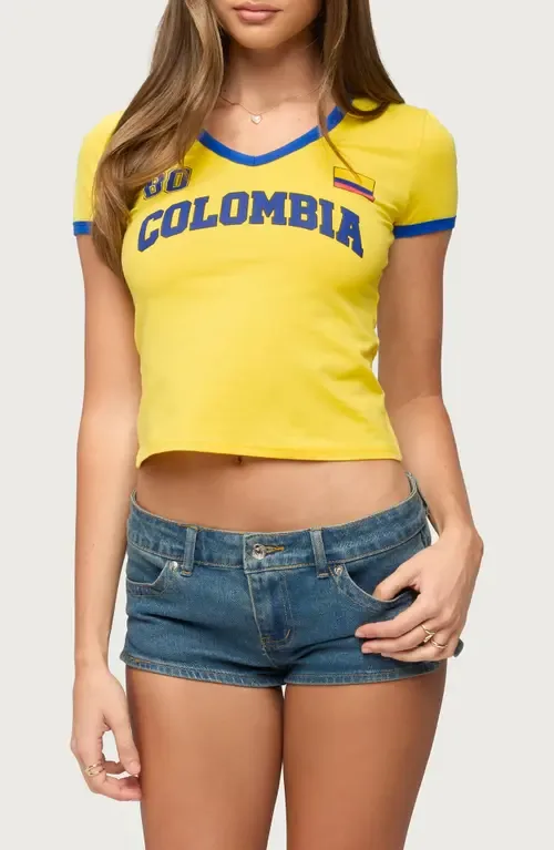Colombia 08 V-Neck T-Shirt by EDIKTED