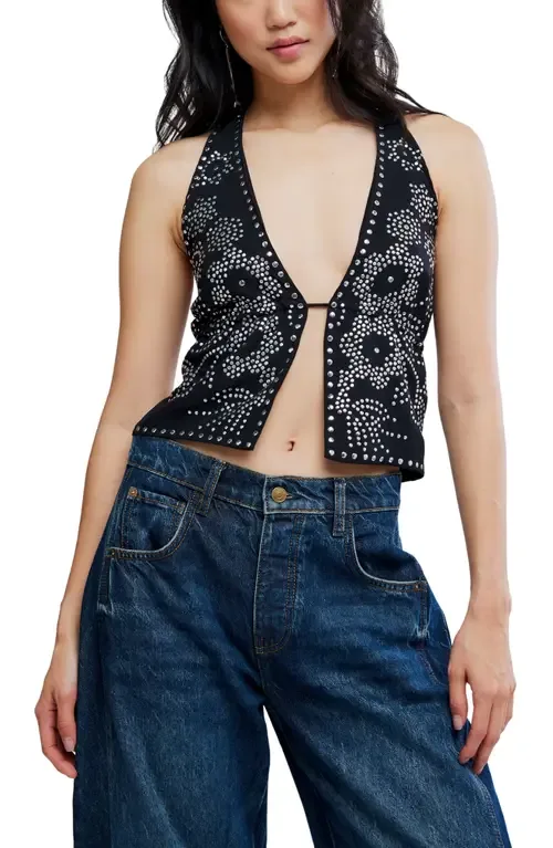 Kenzie Studded Crop Halter Top by Free People