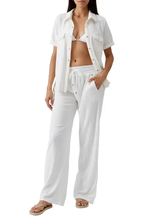 Tori Lounge Cotton-Blend Terry Snap Front Cover-Up Shirt by Melissa Odabash
