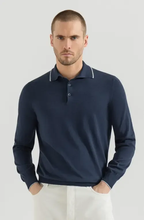 Sea Island Cotton and Cashmere Lightweight Knit Polo by Brunello Cucinelli
