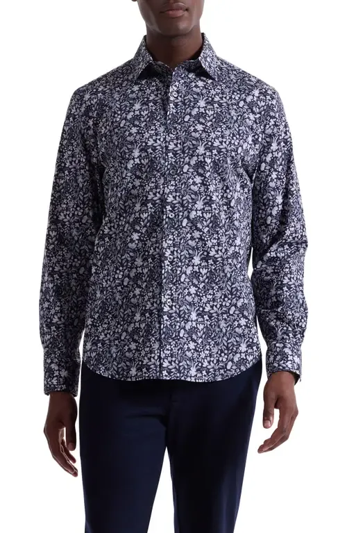 Axel Shaped Fit Floral Stretch Button-Up Shirt by Bugatchi