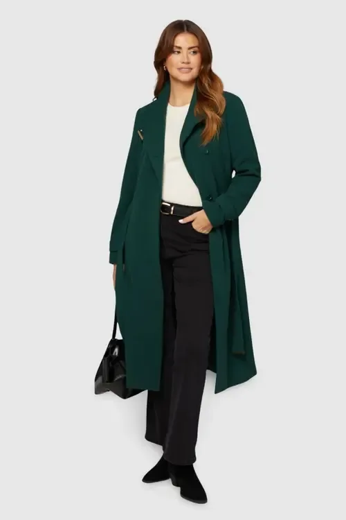 Double Crepe Wrap Belted Coat by Wallis