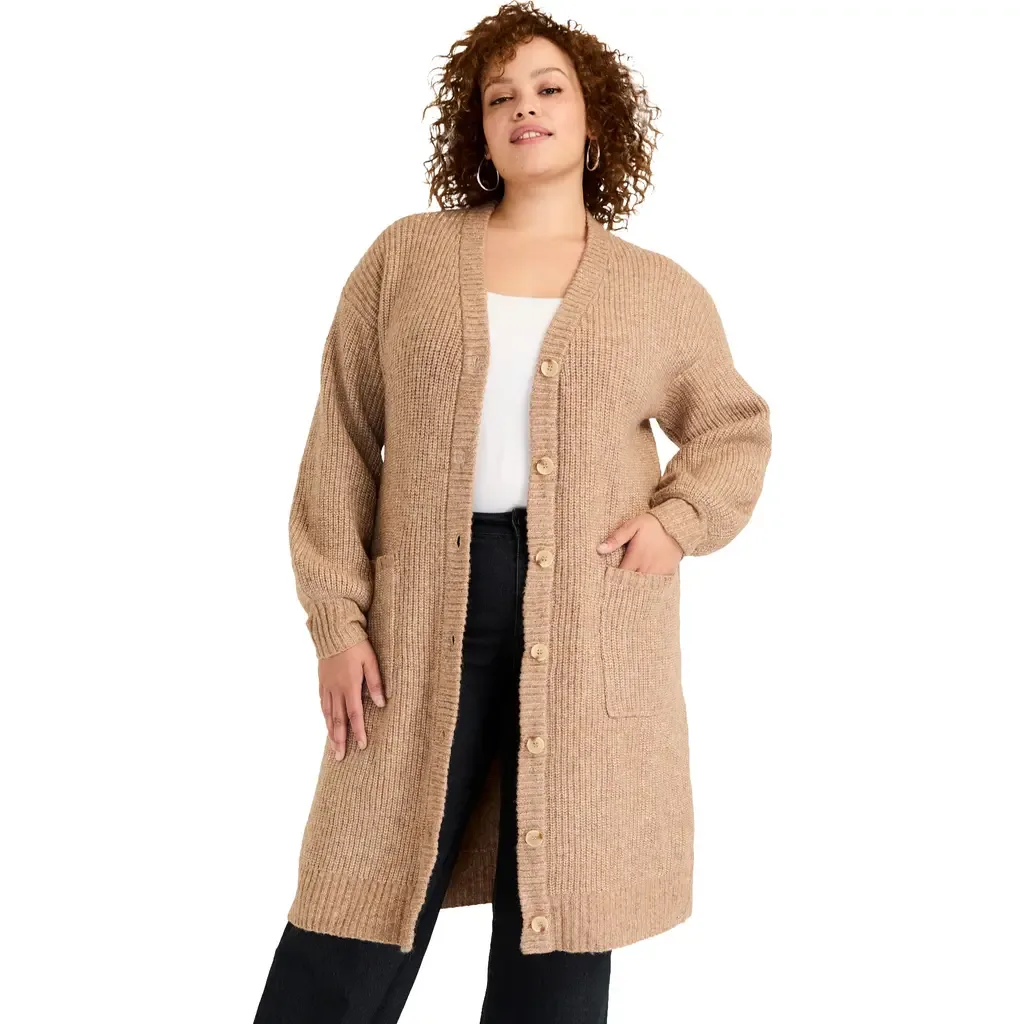 Midi Length Button Down Cardigan by June + Vie