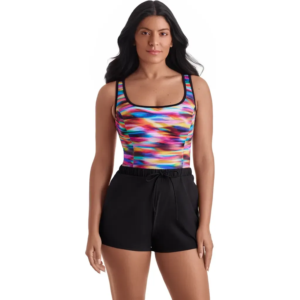 Binded Scoopneck Runaround Chlorine Resistant One-Piece Swimsuit by ShapeSolver Sport