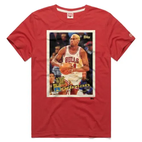 Homage Dennis Rodman Red Chicago Bulls Topps Trading Card Player Tri-Blend T-Shirt by Homage