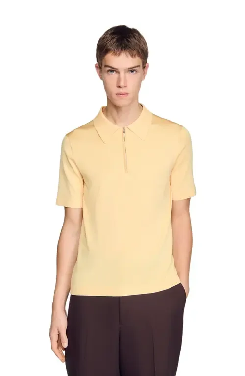 Knitted Polo with Zip Collar by SANDRO