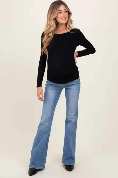 Vintage Wash Flare Maternity Jeans by PinkBlush