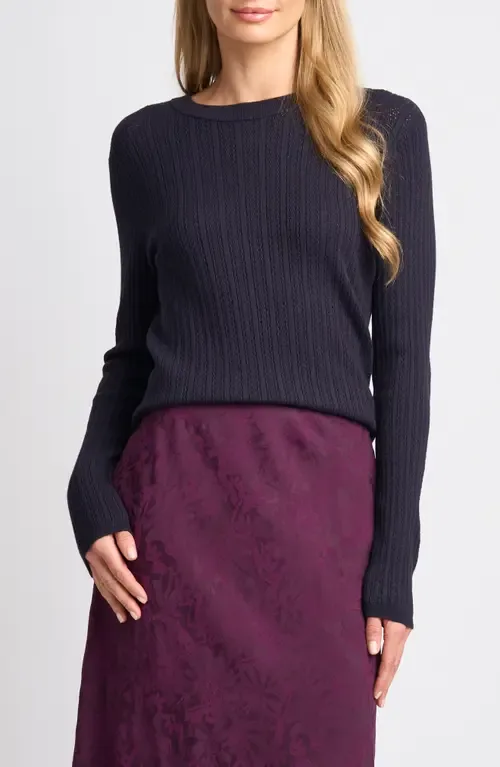 Pointelle Rib Crewneck Sweater by halogen(r)