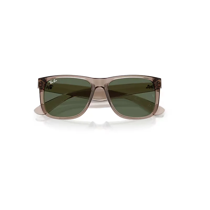 Justin Classic Sunglasses Transparent Brown Frame Green Lenses by Ray-Ban
