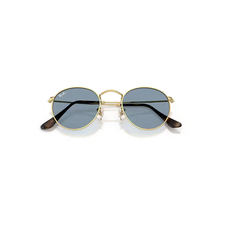Round Metal Sunglasses Arista Frame Blue Lenses by Ray-Ban