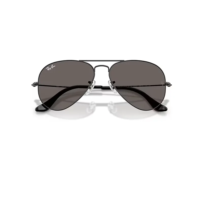 Aviator Classic Sunglasses Black Frame Grey Lenses