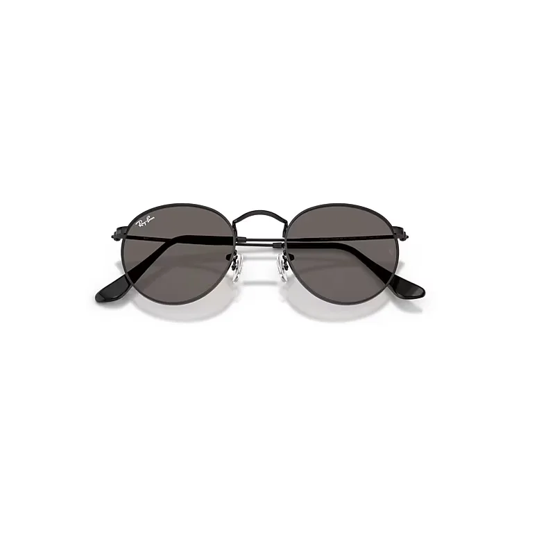 Round Metal Sunglasses Black Frame Grey Lenses by Ray-Ban