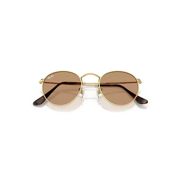 Round Metal Sunglasses Arista Frame Brown Lenses