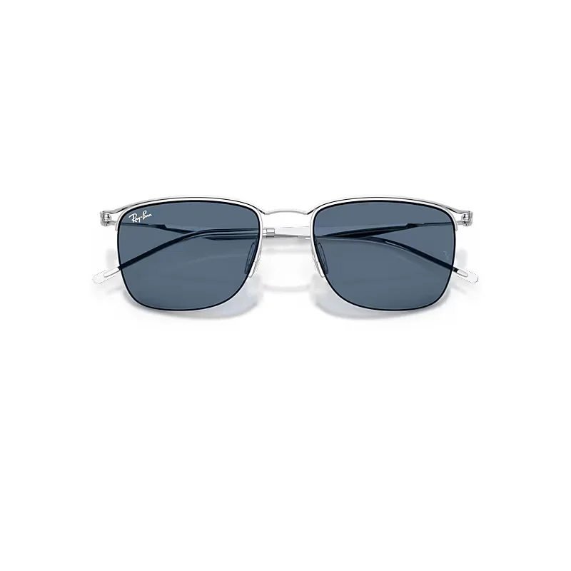 Rb8550 Sunglasses Silver Frame Blue Lenses by Ray-Ban