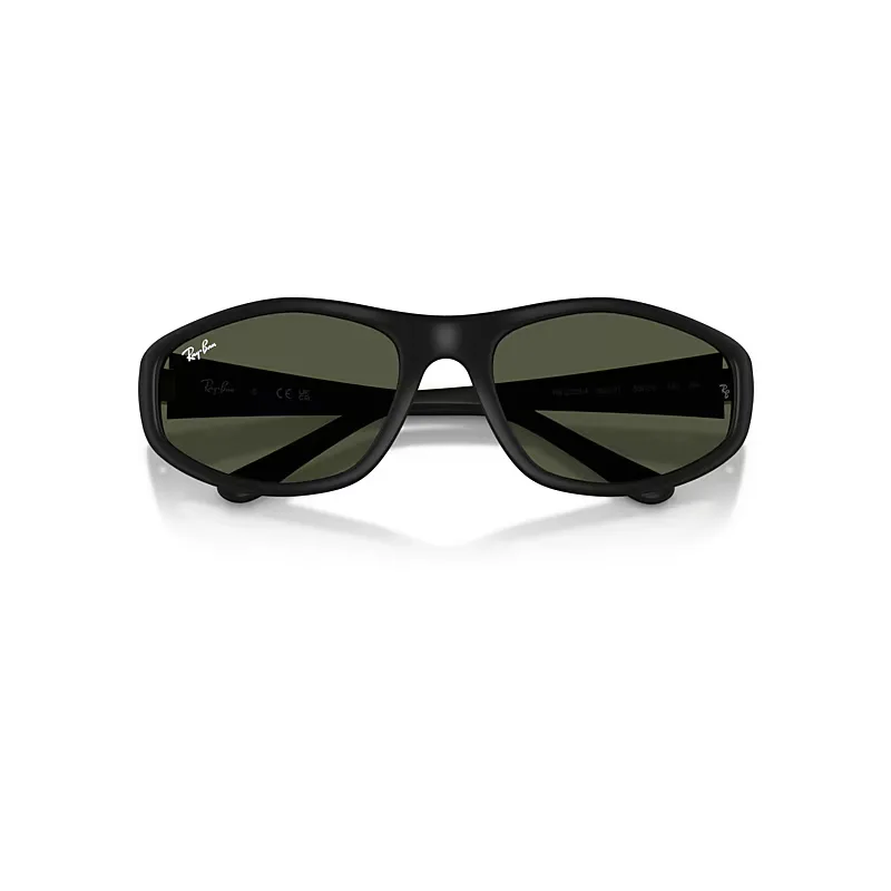 Rb2228 Sunglasses Rubber Black Frame Green Lenses by Ray-Ban