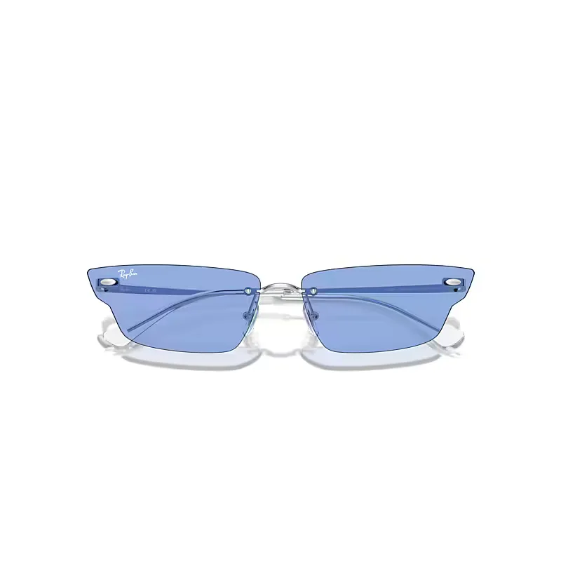 Anh Bio-Based Sunglasses Silver Frame Blue Lenses by Ray-Ban