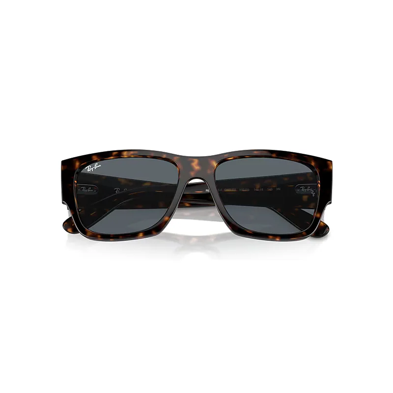 Carlos Sunglasses Havana Frame Blue Lenses by Ray-Ban