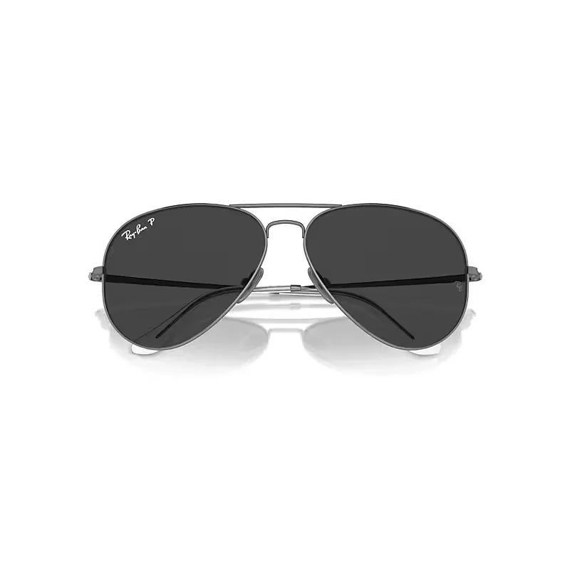 Aviator Titanium Sunglasses Gunmetal Frame Black Lenses Polarized