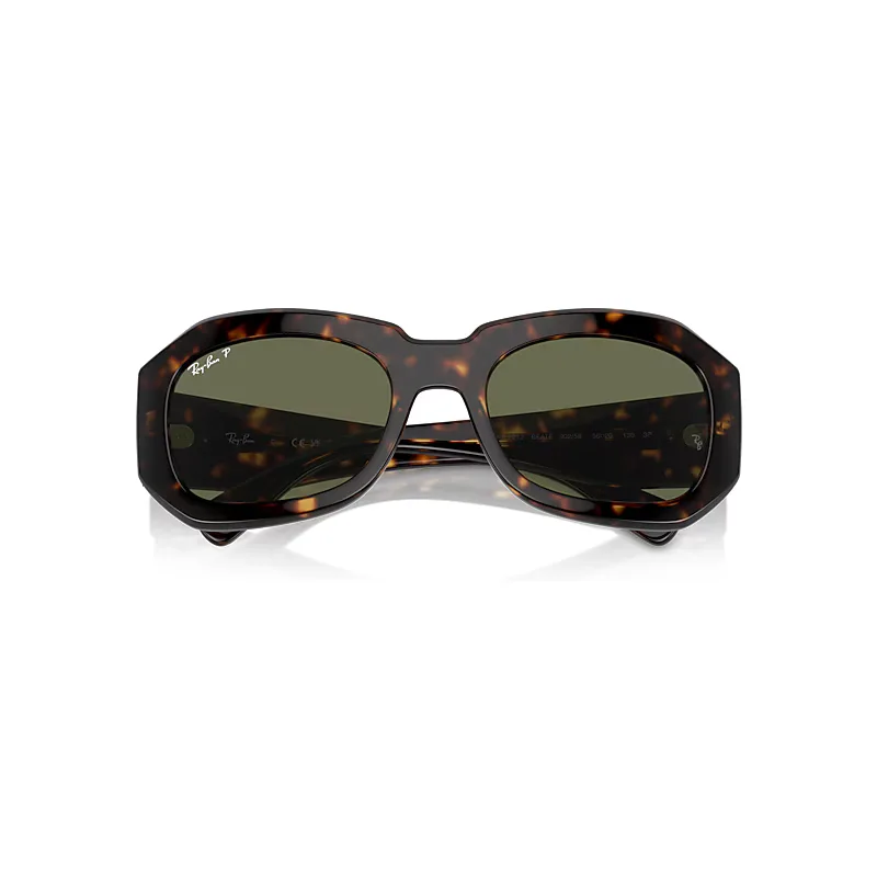 Beate Sunglasses Havana Frame Green Lenses Polarized