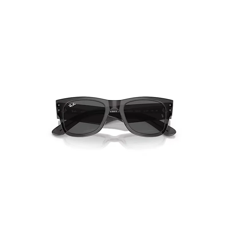 Mega Wayfarer Sunglasses Transparent Black Frame Grey Lenses by Ray-Ban