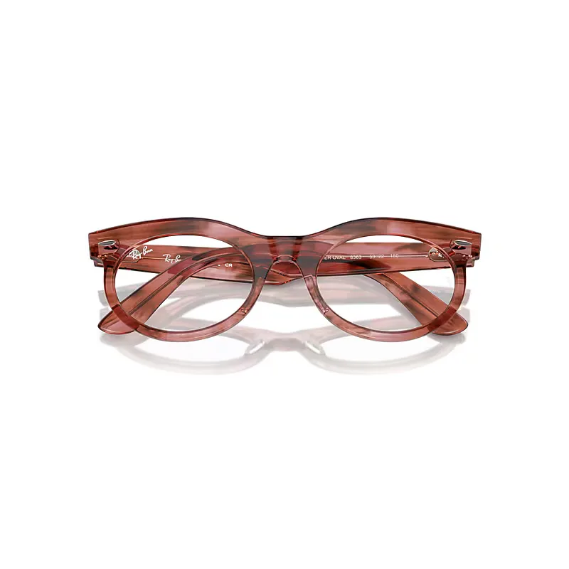 Wayfarer Oval Optics Eyeglasses Striped Transparent Pink Frame Clear Lenses Polarized