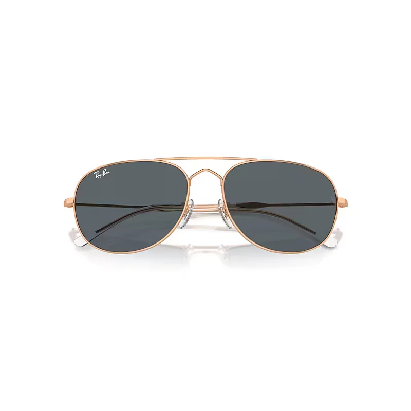 Bain Bridge Sunglasses Rose Gold Frame Blue Lenses by Ray-Ban