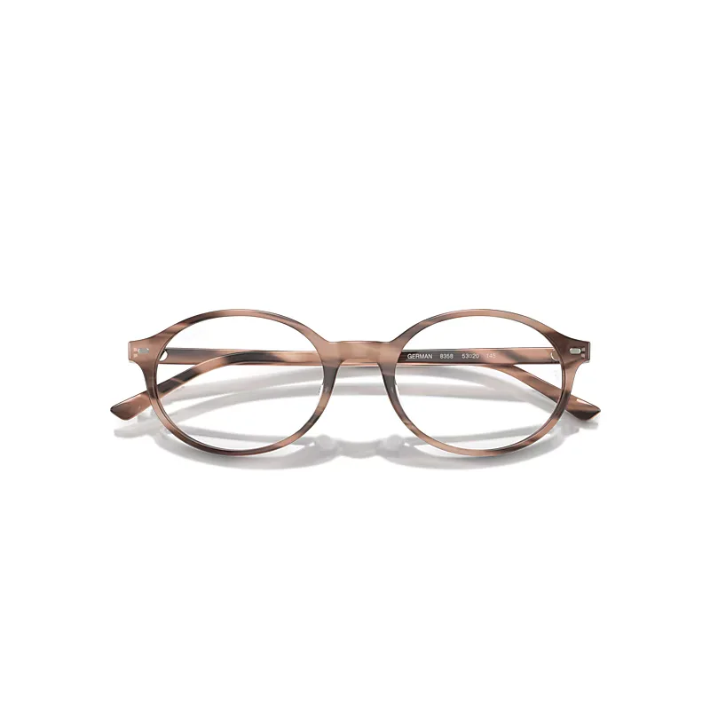 German Optics Eyeglasses Striped Pink Frame Clear Lenses Polarized